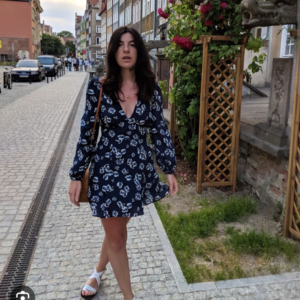 Reformation Par Navy Blue Floral Mini Dress